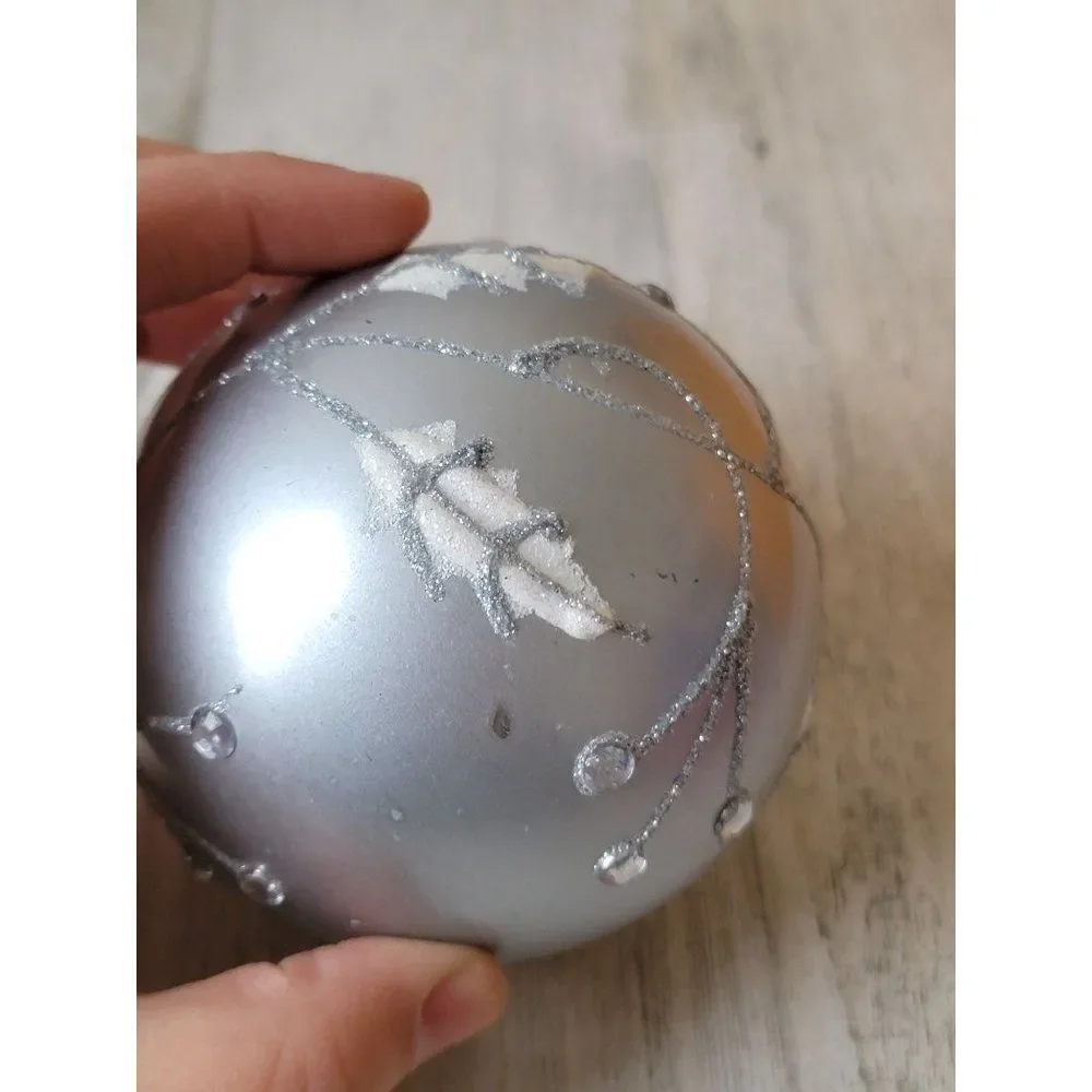 Silver ball snowflake glitter ornament Xmas decor‎